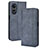 Leather Case Stands Flip Cover Holder BY4 for Oppo A58 5G Blue