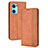 Leather Case Stands Flip Cover Holder BY4 for Oppo Reno7 5G Brown