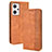 Leather Case Stands Flip Cover Holder BY4 for Oppo Reno7 A Brown