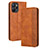 Leather Case Stands Flip Cover Holder BY4 for Realme 10T 5G Brown
