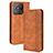 Leather Case Stands Flip Cover Holder BY4 for Realme Narzo 50A Brown