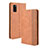 Leather Case Stands Flip Cover Holder BY4 for Samsung Galaxy A41 Brown