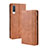 Leather Case Stands Flip Cover Holder BY4 for Samsung Galaxy A50 Brown