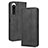 Leather Case Stands Flip Cover Holder BY4 for Sony Xperia 5 IV Black