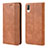 Leather Case Stands Flip Cover Holder BY4 for Sony Xperia L3 Brown