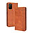 Leather Case Stands Flip Cover Holder BY4 for Xiaomi Poco M3 Brown