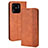 Leather Case Stands Flip Cover Holder BY4 for Xiaomi Redmi 10C 4G Brown