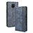 Leather Case Stands Flip Cover Holder BY4 for Xiaomi Redmi Note 9S Blue