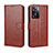 Leather Case Stands Flip Cover Holder BY5 for OnePlus Nord N20 SE Brown