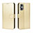 Leather Case Stands Flip Cover Holder BY5 for Oppo Reno7 Lite 5G Gold