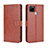 Leather Case Stands Flip Cover Holder BY5 for Realme C25 Brown