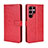 Leather Case Stands Flip Cover Holder BY5 for Samsung Galaxy S22 Ultra 5G Red