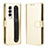 Leather Case Stands Flip Cover Holder BY5 for Samsung Galaxy Z Fold3 5G Gold