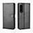 Leather Case Stands Flip Cover Holder BY5 for Sony Xperia 1 IV Black