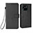 Leather Case Stands Flip Cover Holder BY6 for Xiaomi Redmi 10C 4G Black