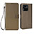 Leather Case Stands Flip Cover Holder BY6 for Xiaomi Redmi 10C 4G Brown