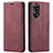 Leather Case Stands Flip Cover Holder C01S for Oppo Reno8 T 4G Red Wine