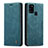 Leather Case Stands Flip Cover Holder C01S for Samsung Galaxy A21s Blue