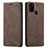 Leather Case Stands Flip Cover Holder C01S for Samsung Galaxy A21s Brown