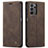 Leather Case Stands Flip Cover Holder C01S for Samsung Galaxy A23 4G Brown