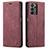 Leather Case Stands Flip Cover Holder C01S for Samsung Galaxy A23 4G Red Wine