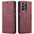 Leather Case Stands Flip Cover Holder C01S for Samsung Galaxy A23 5G Red Wine