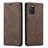 Leather Case Stands Flip Cover Holder C01S for Samsung Galaxy A41 Brown
