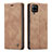 Leather Case Stands Flip Cover Holder C01S for Samsung Galaxy A42 5G Light Brown