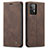 Leather Case Stands Flip Cover Holder C01S for Samsung Galaxy A52 5G Brown