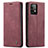 Leather Case Stands Flip Cover Holder C01S for Samsung Galaxy A52 5G Red Wine