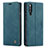 Leather Case Stands Flip Cover Holder C01S for Samsung Galaxy A70 Blue