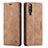 Leather Case Stands Flip Cover Holder C01S for Samsung Galaxy A70 Light Brown