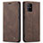 Leather Case Stands Flip Cover Holder C01S for Samsung Galaxy A71 5G Brown