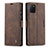 Leather Case Stands Flip Cover Holder C01S for Samsung Galaxy A81 Brown