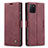 Leather Case Stands Flip Cover Holder C01S for Samsung Galaxy A81 Red Wine