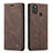 Leather Case Stands Flip Cover Holder C01S for Samsung Galaxy M30s Brown