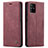 Leather Case Stands Flip Cover Holder C01S for Samsung Galaxy M40S Red Wine