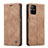 Leather Case Stands Flip Cover Holder C01S for Samsung Galaxy M51 Light Brown