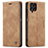 Leather Case Stands Flip Cover Holder C01S for Samsung Galaxy M53 5G Light Brown