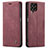 Leather Case Stands Flip Cover Holder C01S for Samsung Galaxy M53 5G Red Wine