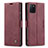 Leather Case Stands Flip Cover Holder C01S for Samsung Galaxy M60s Red Wine