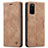 Leather Case Stands Flip Cover Holder C01S for Samsung Galaxy S20 Light Brown