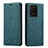 Leather Case Stands Flip Cover Holder C01S for Samsung Galaxy S20 Ultra 5G Blue