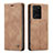 Leather Case Stands Flip Cover Holder C01S for Samsung Galaxy S20 Ultra 5G Light Brown