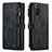 Leather Case Stands Flip Cover Holder C01S for Samsung Galaxy S21 5G Black