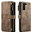 Leather Case Stands Flip Cover Holder C01S for Samsung Galaxy S21 5G Brown