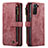 Leather Case Stands Flip Cover Holder C01S for Samsung Galaxy S21 5G Red