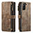 Leather Case Stands Flip Cover Holder C01S for Samsung Galaxy S21 Plus 5G Brown