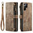 Leather Case Stands Flip Cover Holder C01S for Samsung Galaxy S21 Ultra 5G