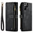 Leather Case Stands Flip Cover Holder C01S for Samsung Galaxy S21 Ultra 5G Black